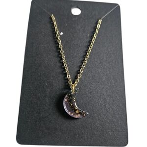 Elegant Glass Crescent Moon Necklace